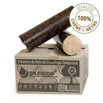 Bûches compressées de jour premium Brazeco en carton de 6