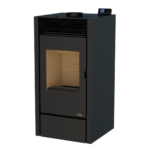 Poêle mixte BRONPI Hybrid 10 kW noir vue de face