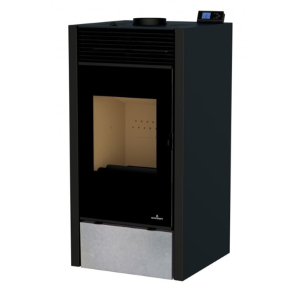 Poêle bois granulés BRONPI Hybrid avec façade noire et grise