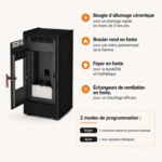 Équipements et modes du poêle à granulés BR12 Premium