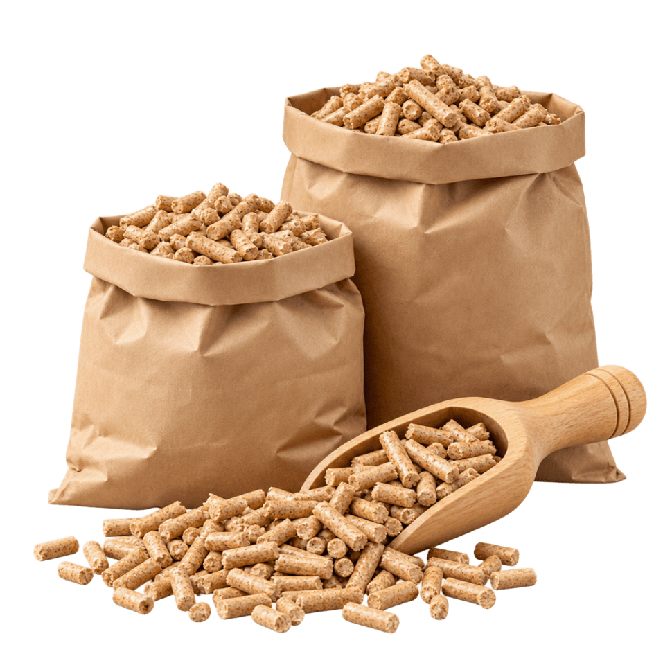 Granulés de bois en sacs kraft